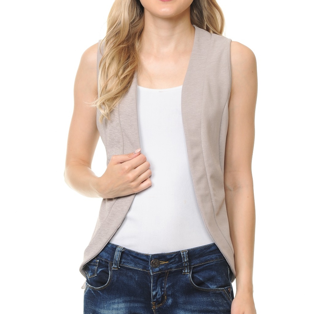 Sand Sleeveless Blazer